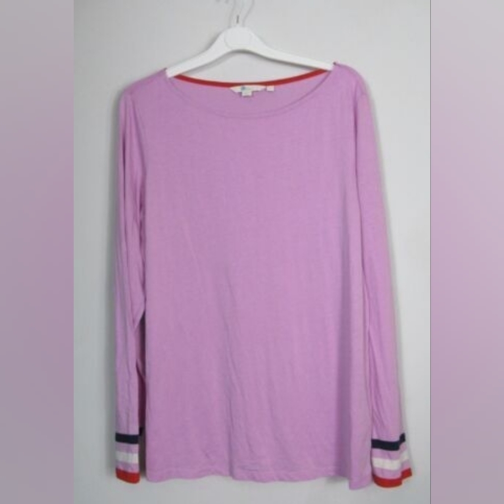 Boden Lilac Cotton Blend Long Sleeve With Stripe Detail On Sleeve XS